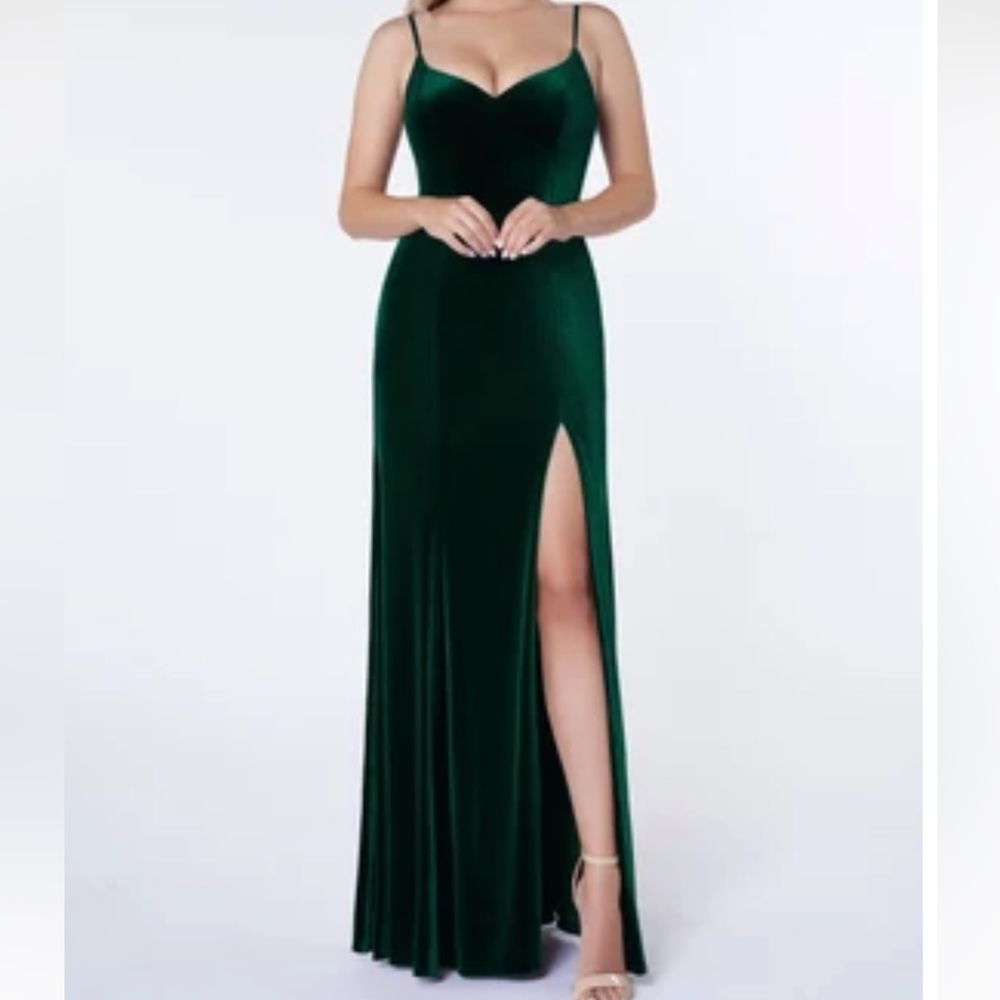 Azazie emerald Green Velvet Gown